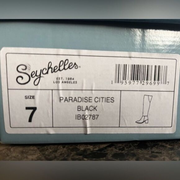 Women's Leather Boots Seychelles Knee High Block Heeled Winter Black Size 7 - Picture 2 of 5
